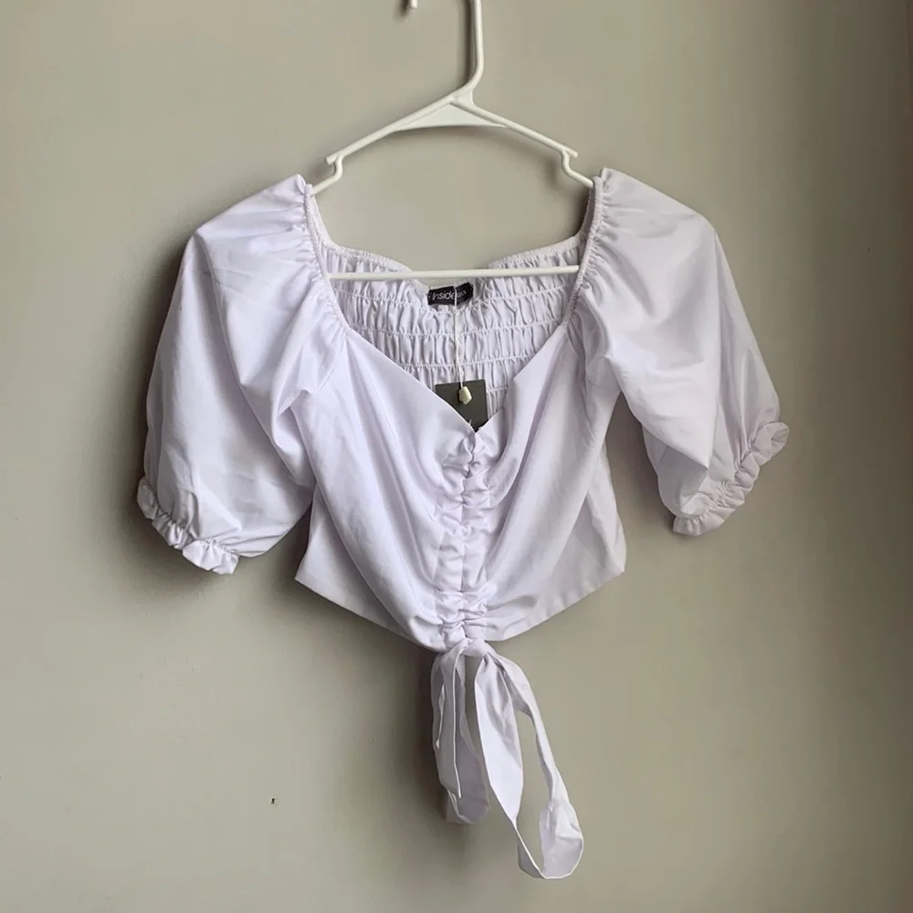 Inside-Shop White Short Sleeve Crop Top - Picture 1 of 3